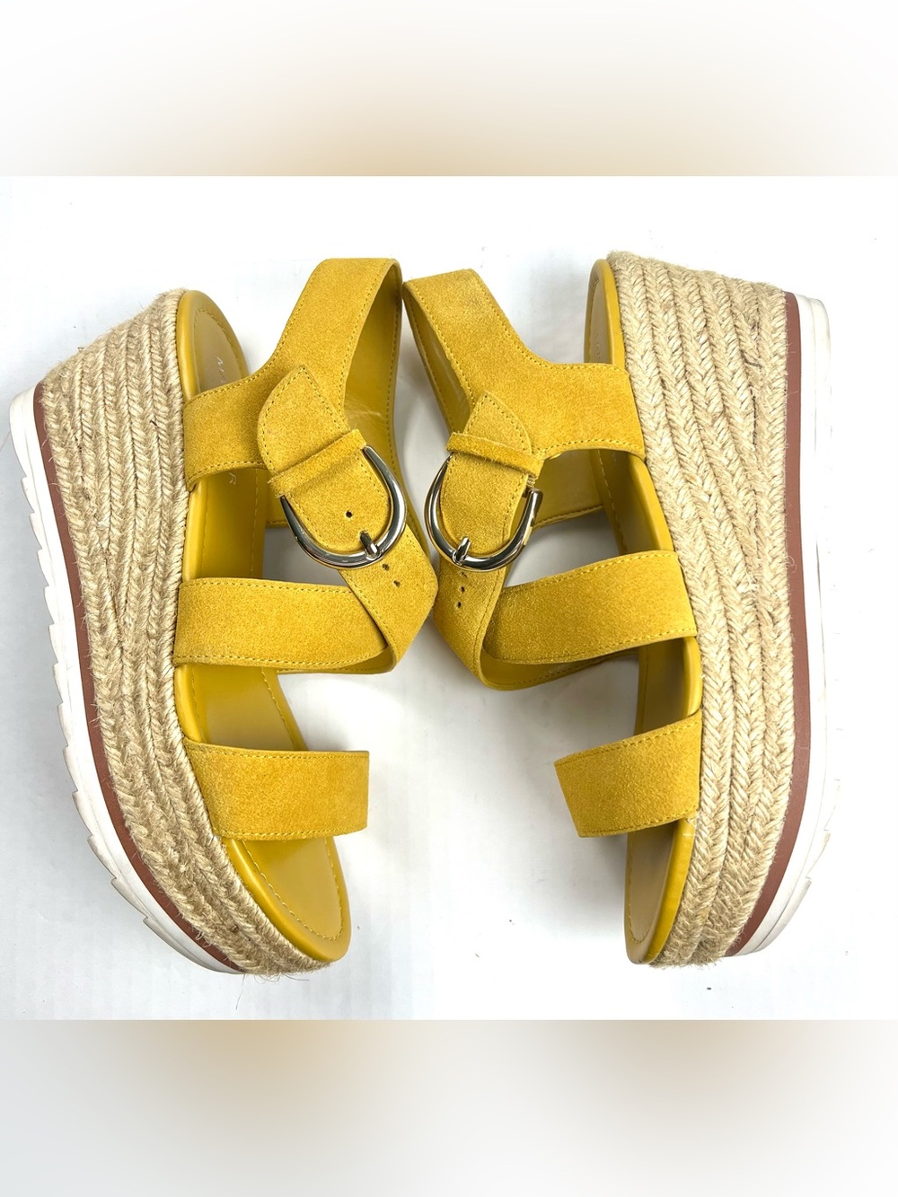 Marc Fisher MF Zain Leather-Suede Espadrille Wedge Sandals - Picture 5 of 12
